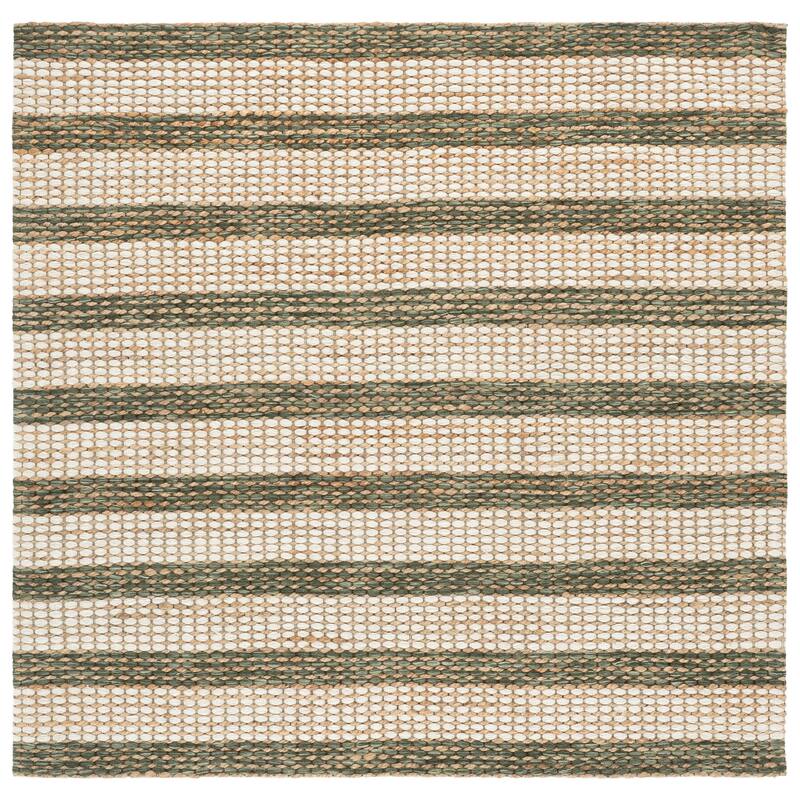 Martha Stewart by SAFAVIEH Handmade Halldis Jute Rug - 6' Square - Natural/Green