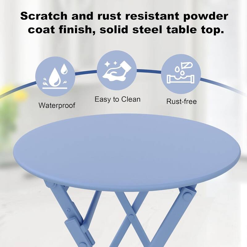 3 Pieces Patio Foldable Round Table and 2 Chairs