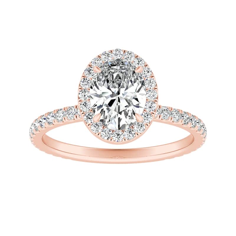 Auriya 14k Gold 1ctw Oval-cut Halo Diamond Engagement Ring (I-J, I1-I2) - Rose - 8.5