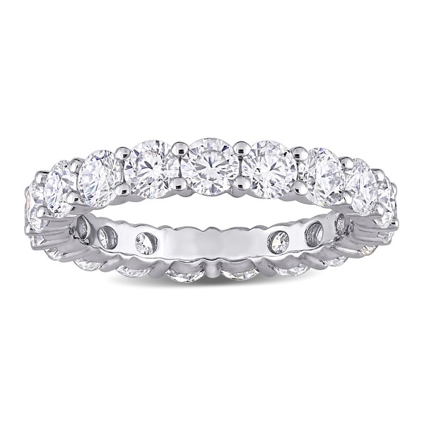 Round 2 3/4ct TGW Moissanite Full Eternity Band in 10k White Gold by Miadora. Opens flyout.