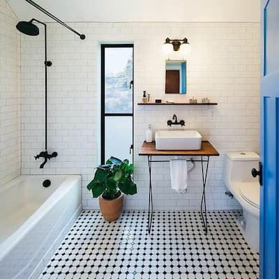 The Tile Life Check 1x1 Black/ White Matte Porcelain Mosaic Floor, Wall, & Backsplash Tile