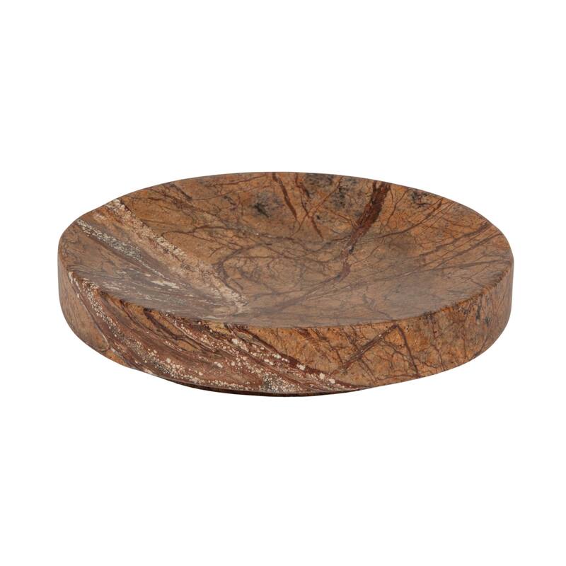 Marble Round Soapdish - 5.0"L x 5.0"W x 1.0"H - Forest Brown