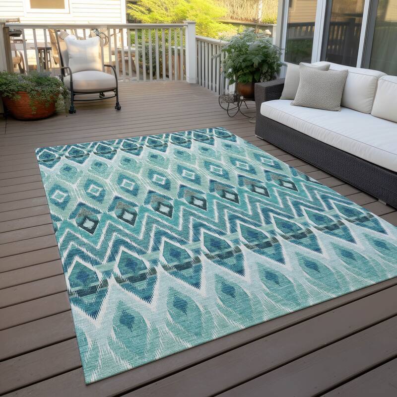 Machine Washable Indoor/ Outdoor Chantille Geometric Boho Rug