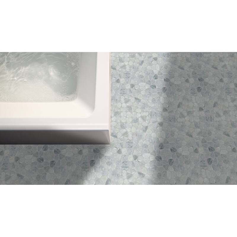 Ice Glacier Sliced Pebble Mosaic, Backsplash Kitchen Walls, Shower and Bathroom Floors 12" X 12" (5 Sqft per case)