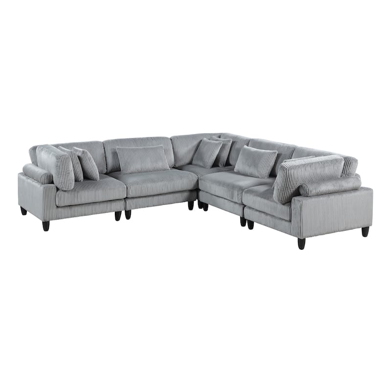 Jonas 5-Piece Modular Sectional Sofa - Gray (Corduroy)