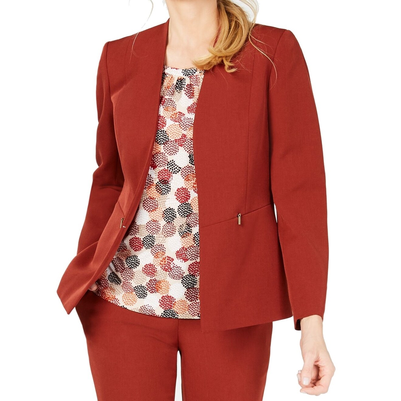 Shop Kasper Womens Blazer Jacket Rustic Orange Size 6 Seamed Dual