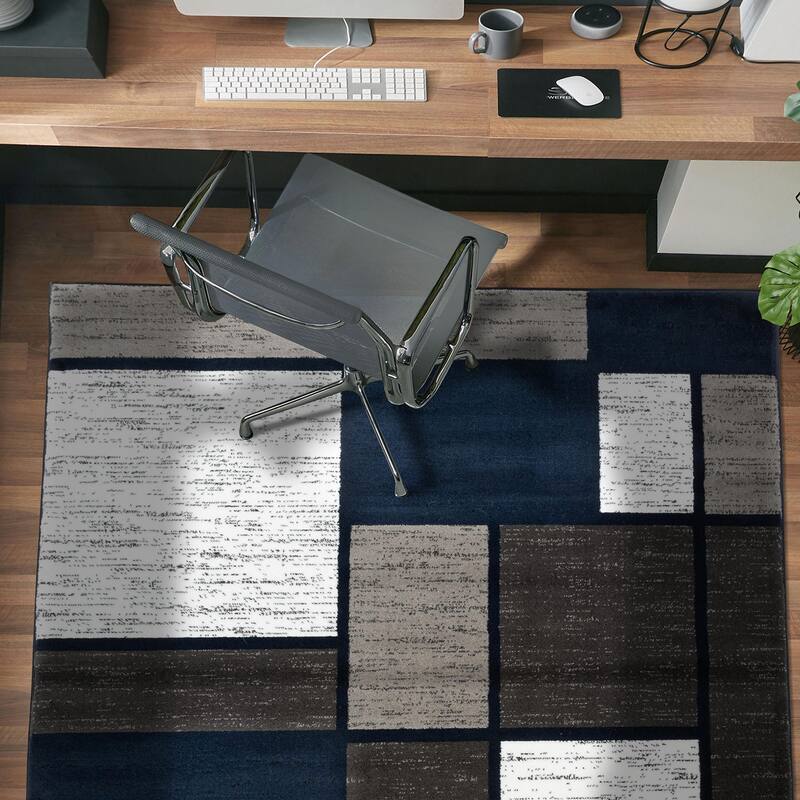 World Rug Gallery Contemporary Modern Boxed Color Block Area Rug