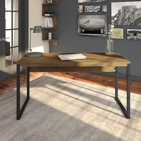 Bush Furniture Latitude 60W Writing Desk in Rustic Brown Embossed
