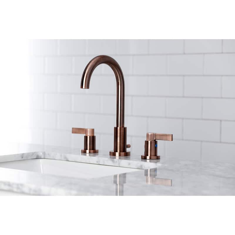 Kingston Brass NuvoFusion Two-Handle 3-Hole Deck Mount Widespread Bathroom Faucet - Antique Copper