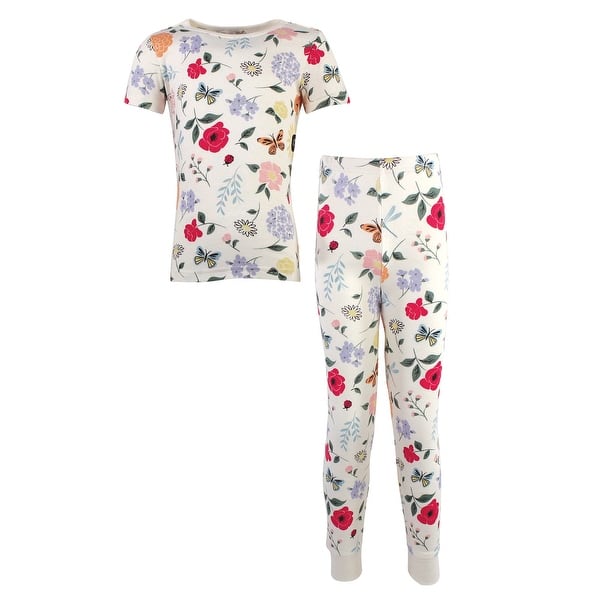slide 1 of 1, Touched by Nature Baby Girl Organic Cotton Tight-Fit Pajama Set, Flutter Garden 12-18 Months - Flutter Garden