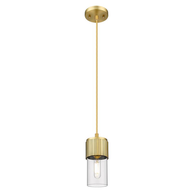 Innovations Lighting Downtown Urban - Bolivar - 1 Light 5 inch" Cord Hung Pendant with 7" Shade - Brushed Brass/Clear Shade