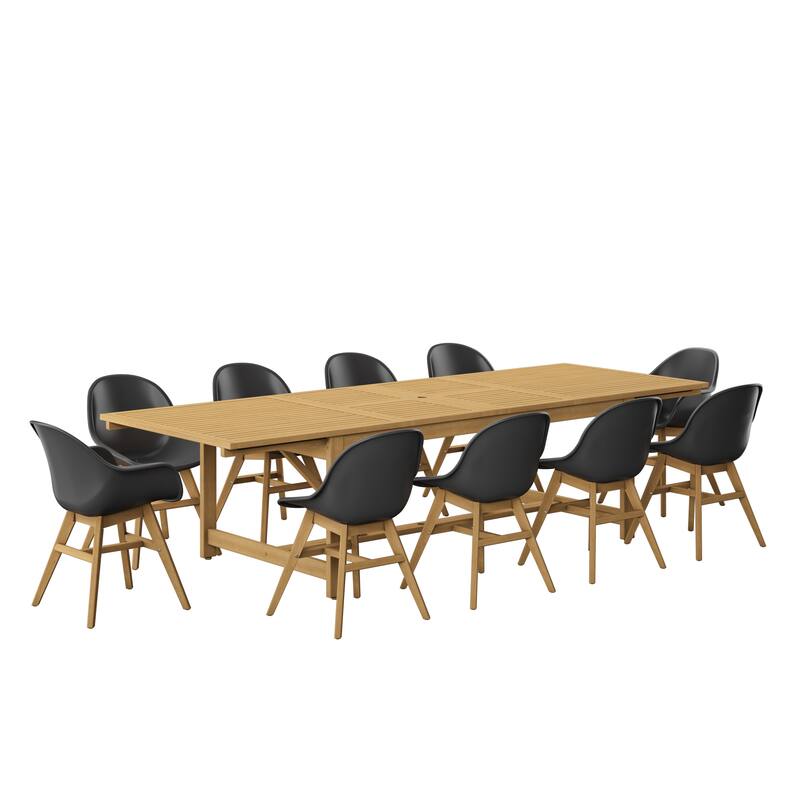 Amazonia Hawaii White 11 piece Extendable Rectangular Patio Dining Set - 11 Piece