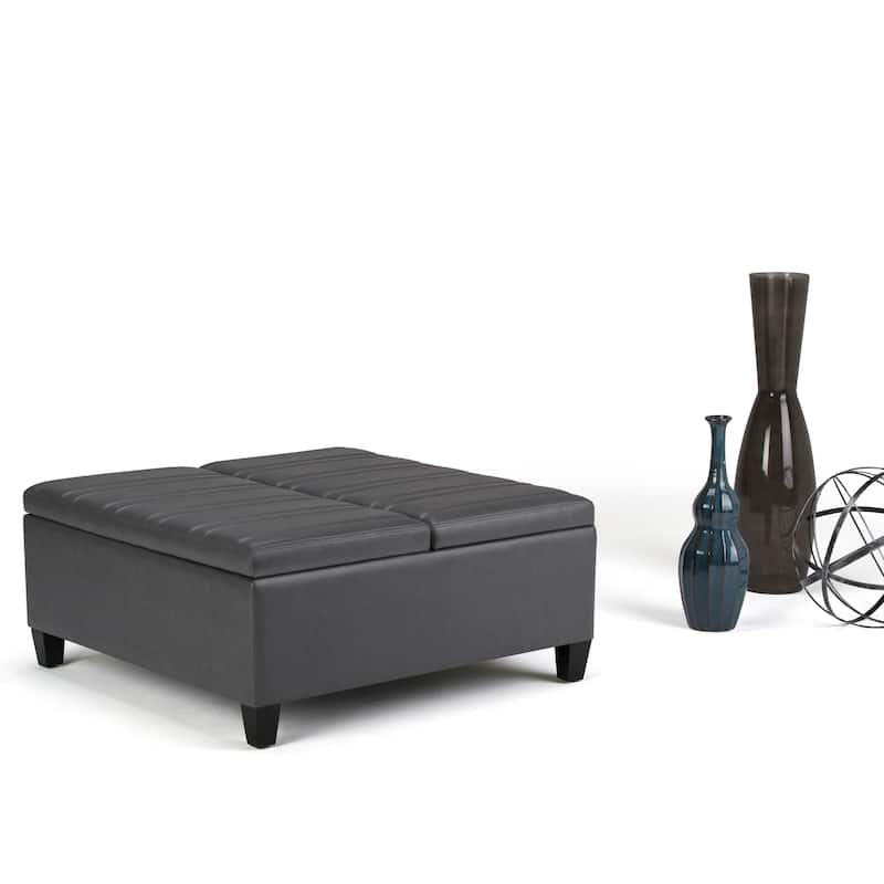 WYNDENHALL Tyler 36 inch Wide Contemporary Square Table Ottoman - Stone Grey