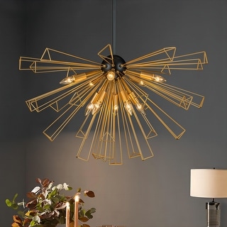 10-Light Modern Large Round Sputnik Starburst Pendant Light Firework Semi-Sphere Globe Chandelier - 34.2 in. W x 19.6 in. H