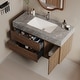 preview thumbnail 4 of 7, 36"Mid Century Modern Wall-Mounted Bathroom Vanities,Single Sink,Brown Wood Texture with Sintered Stone Table top