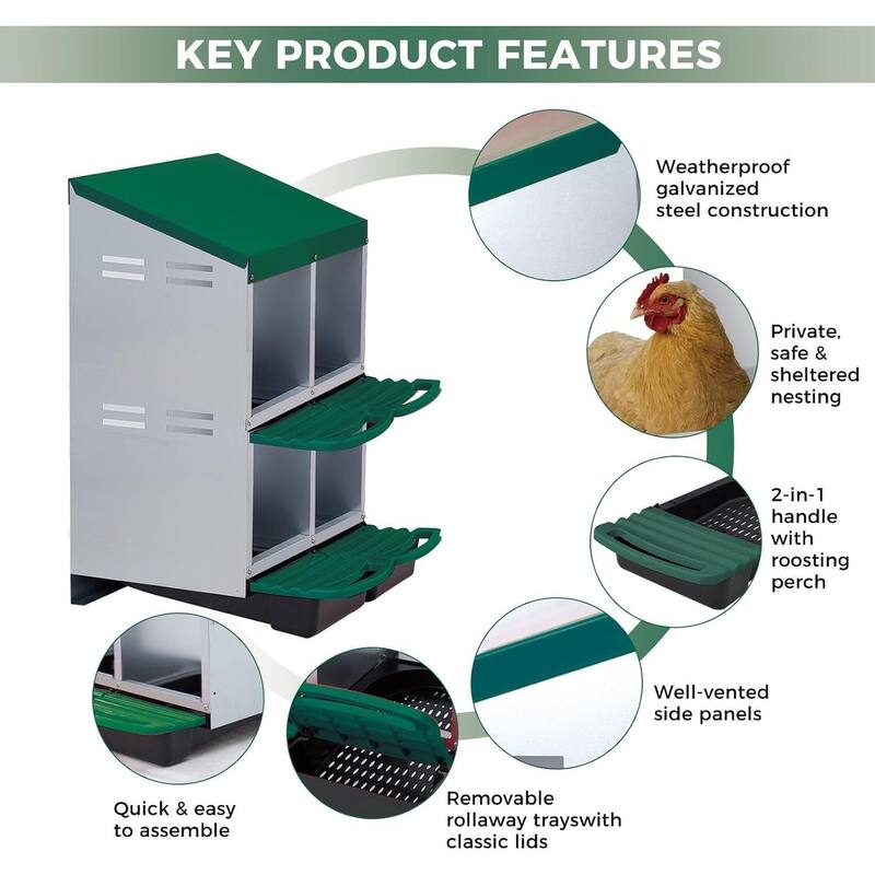 2 Tier 4 Holes Egg-Laying Boxes Nesting Boxes for Chickens Coops