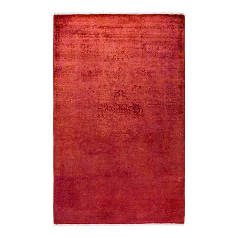 Fine Vibrance, One-of-a-Kind Hand-Knotted Area Rug - Orange, 4' 0" x 6' 4" - 4' 0" x 6' 4"