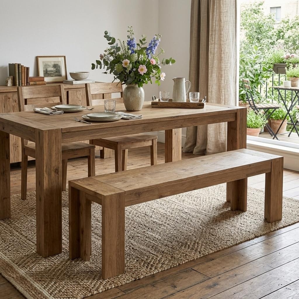 HomeRoots 58" Natural Distressed Solid Wood Dining Bench - 58.00 in. x 18.00 in. x 16.00 in.