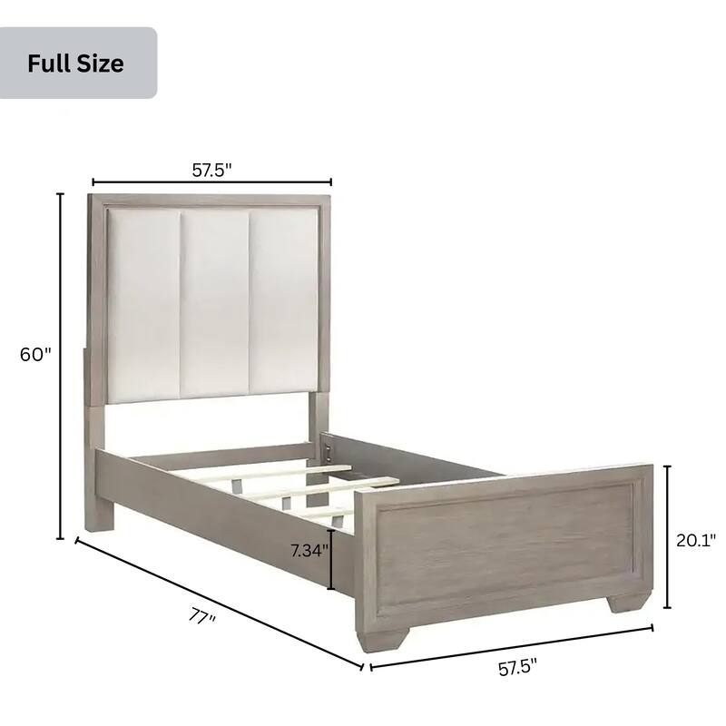 Roundhill Furniture Ennesley Gray Wood Upholstered Panel Bed