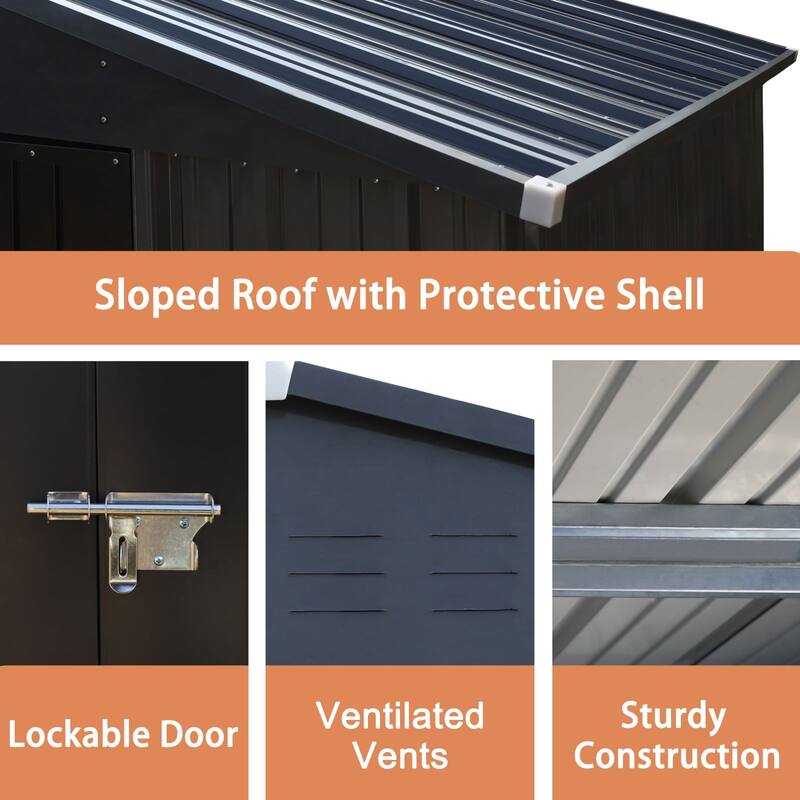 VEIKOUS Outdoor Metal Storage Shed with Lockable Door and Air Vents for Garden