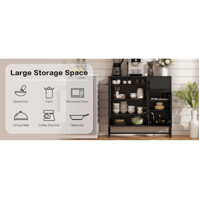 44.3"Sideboard Cabinet With Storage,Coffee Bar Console Table With Storage,Storage Cabinet With Arched Lattice Doors And Drawer