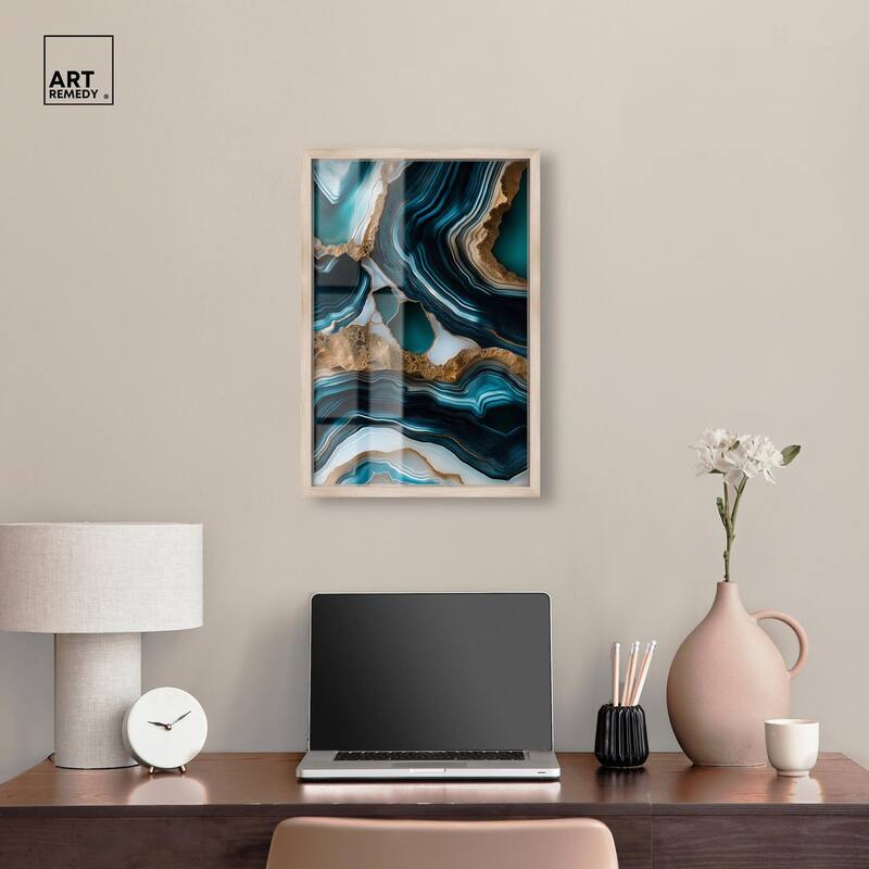 Teal Tectonic II Shadowbox by Art Remedy
