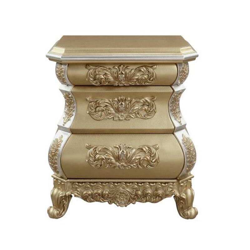 3 Drawers Resin Nightstand in Gold Finish