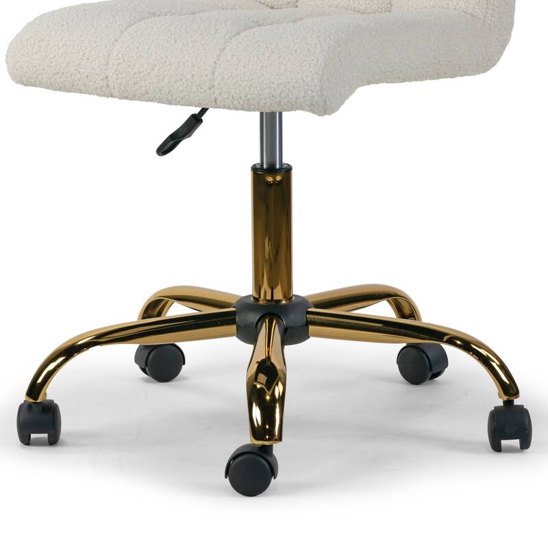 Aman Cream Boucle Upholstered Adjustable Height Swivel Office Chair