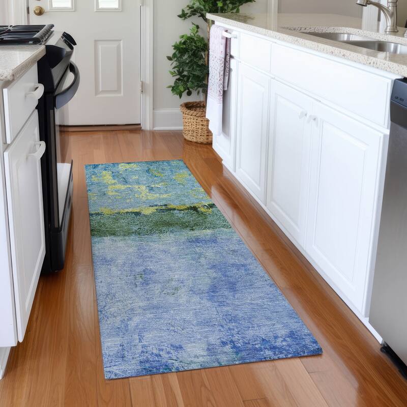 Premium Washable Super Soft Abstract Ombre Mayfield Rug - Blue - 2'3" x 7'6"