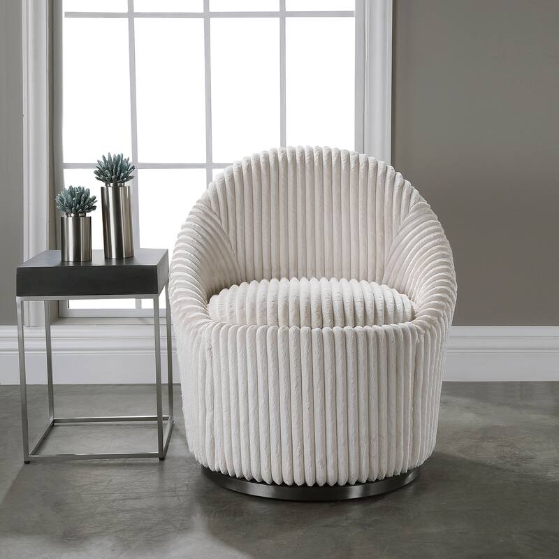 Uttermost Crue Ivory Swivel Chair