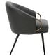 preview thumbnail 4 of 12, Mid-Century Modern Faux Leather and Metal Accent Chair - Vintage Charcoal and Black and Aged Gold