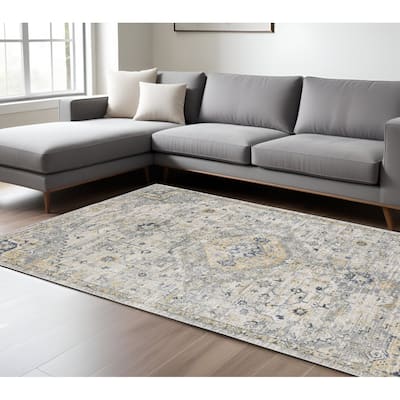 HomeRootsMedallion Traditional Rectangle Area Rug