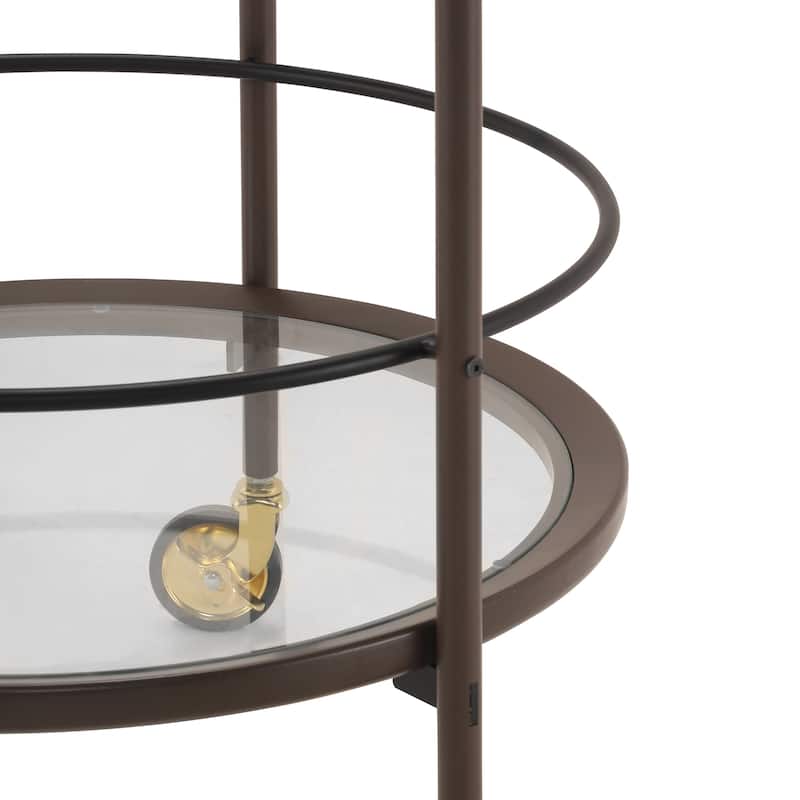 Christopher Knight Home - Aurelia Modern Round Bar Cart with Tempered Glass Shelves