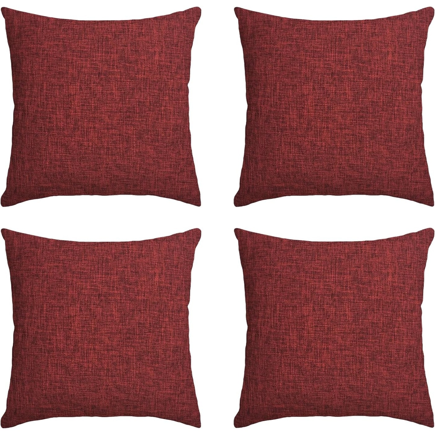 Set of 4 Burgundy Throw Pillow Covers Red Textured Linen Outdoor On Sale Bed Bath Beyond 39581258