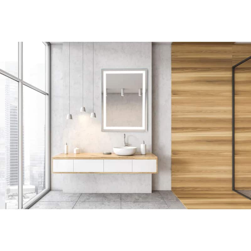Modern Mirrors Aura Bathroom Mirror with LED Lights and Dimmer Switch ...