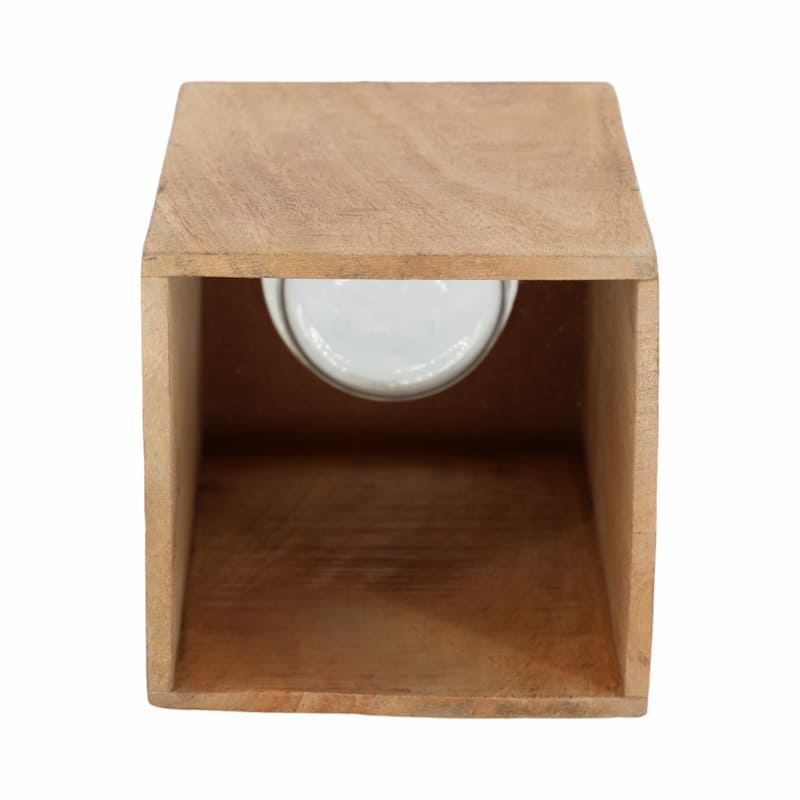 Sagebrook Home Elegant Mango Wood & Glass Pillar Hurricane Lantern