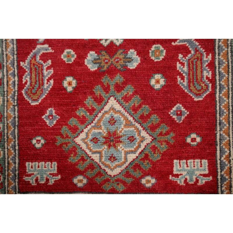 Red Kazak Rug Hand-Knotted Oriental Foyer Wool Carpet - 2'6" x 4'1"