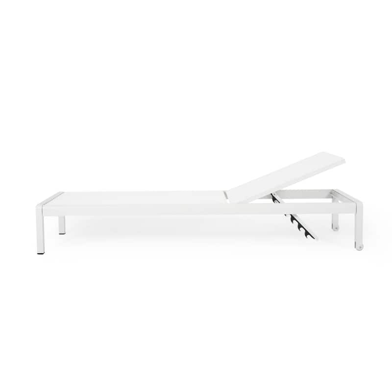 Christopher Knight Home Lucas Outdoor Aluminum Adjustable Chaise Lounge with Wheels，All Weather Use(Set of 2)