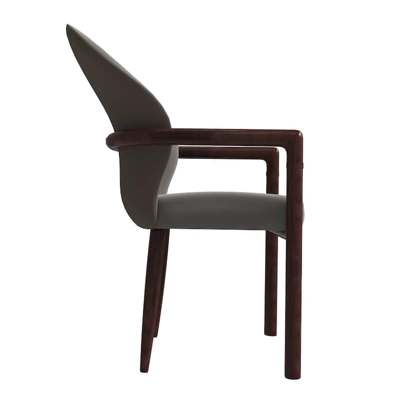 LeisureMod Set of 2 Modern Leather/Velvet Dining Chair - Elegant Armchair with Gold Accents for Home Office & Kitchen