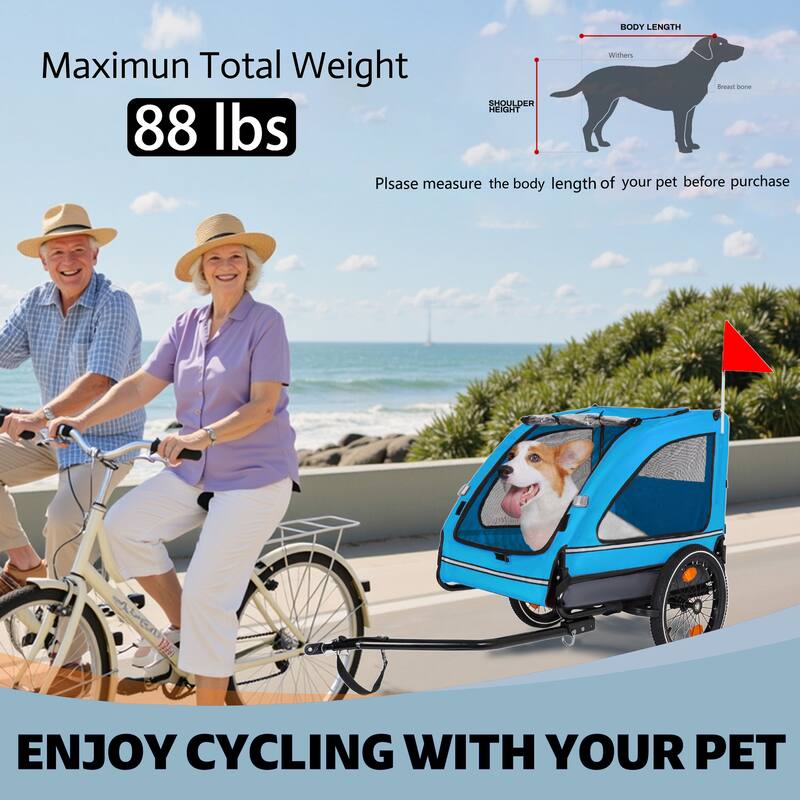 Pet Bike Trailer Dog Cart for Bicycle,Suitable for Small and Medium Pets, Easy Folding Cart Frame, Non-Slip Floor