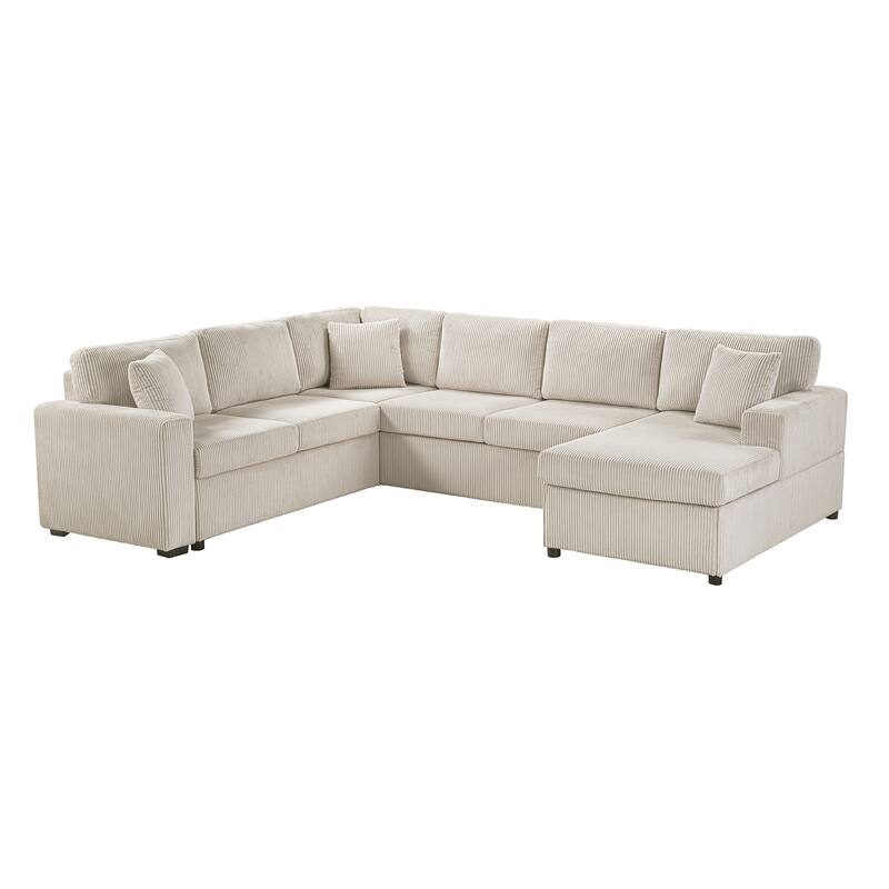 U-Shaped Sectional Sofa with Chaise Lounge and 3 Soft Throw Pillows for Living Room Oversized Corner Sofa