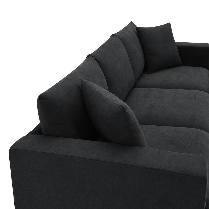 100" L-Shaped Sectional Sofa, Modern Couch Set with Convertible Ottoman and 2 Free Pillows