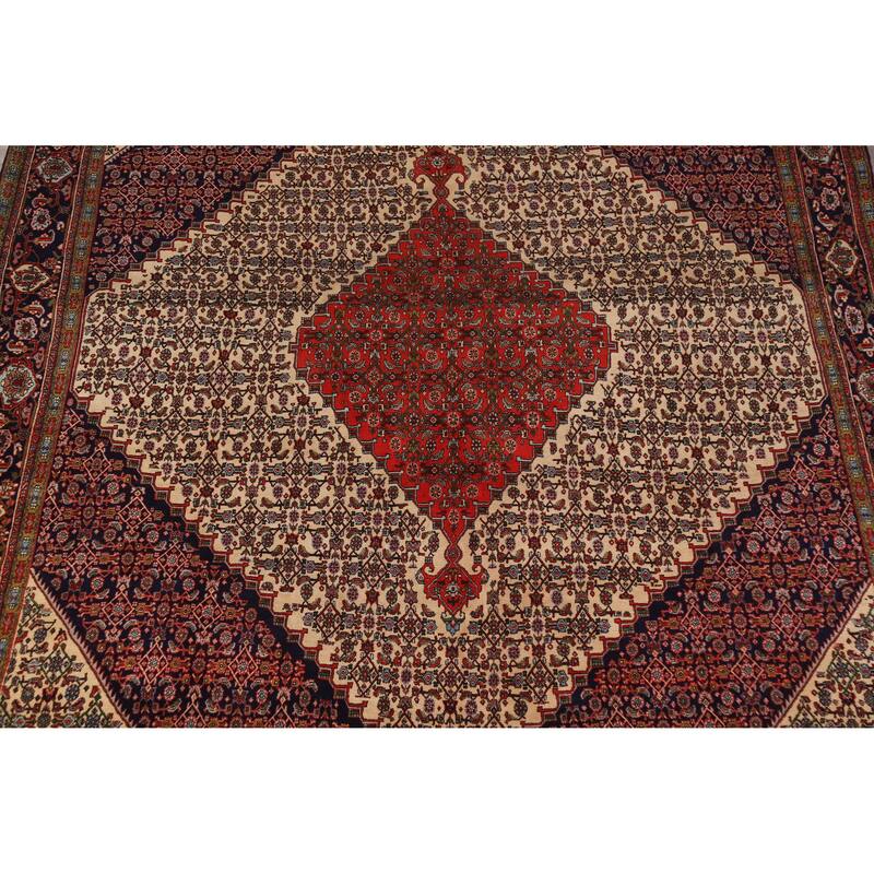 Hand Knotted Oriental 100% Wool Carpet Traditional Medallion Beige & Ivories Bidjar Area Rug - 12' 10'' X 10' 1''