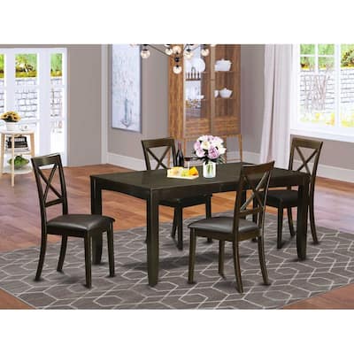 HomeStock 5-Pc Cappuccino Solid Wood Top - Dining Room Set - Seats 4