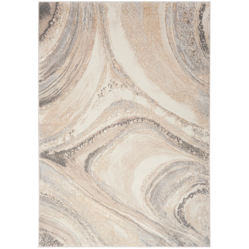 Nourison Brushstrokes Indoor only Abstract Area Rug - 5' x 8' - Cream Grey - Rectangle