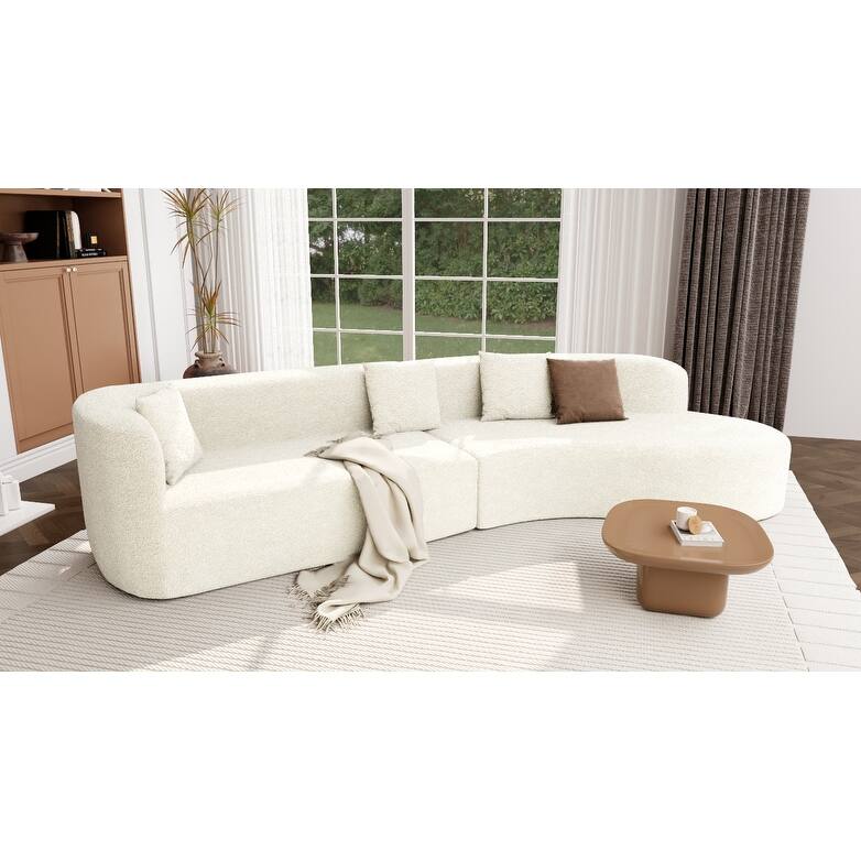 Curved Sectional Sofa, 2 Piece Chenille Modular Couch with 4 Pillows