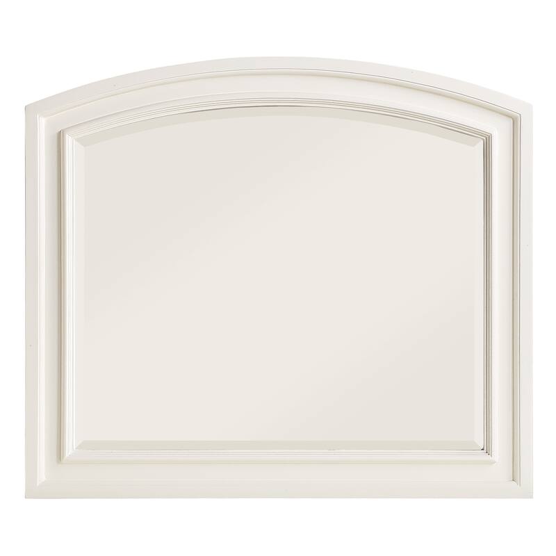 Wooden Mirror with Raised Edges and Curved Top, White