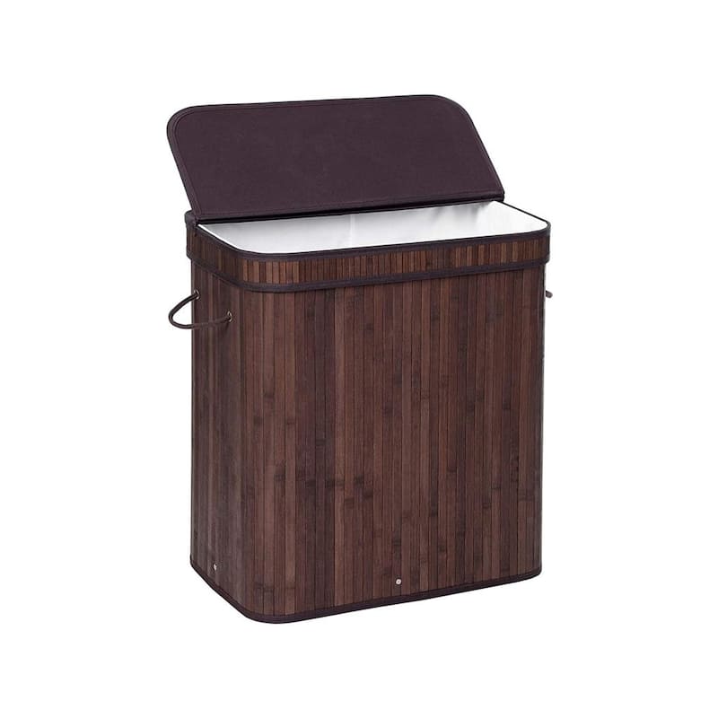 26.4-Gallon Foldable Wicker Laundry Hamper with Cotton Bag Handles and Removable Liner - 20.5"L x 12.6"W x 23.8"H