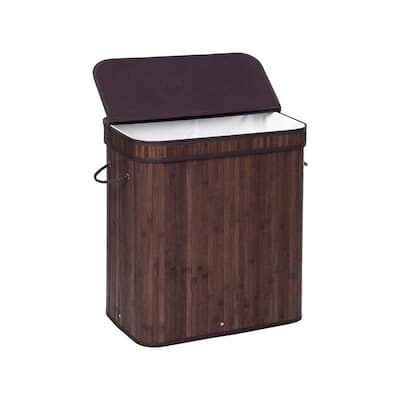26.4-Gallon Foldable Wicker Laundry Hamper with Cotton Bag Handles and Removable Liner - 20.5"L x 12.6"W x 23.8"H