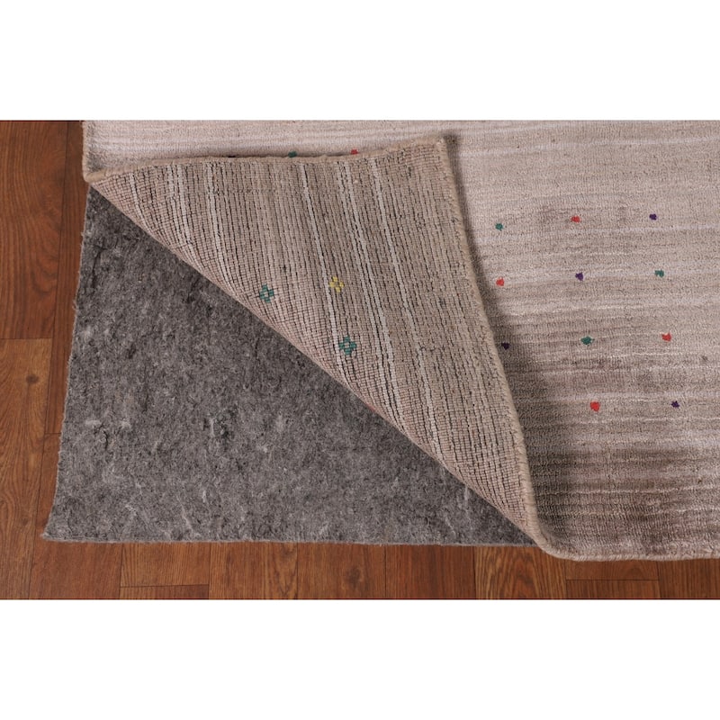 Striped Beige Gabbeh Oriental Area Rug Handmade Wool Carpet - 7'5" x 9'9"